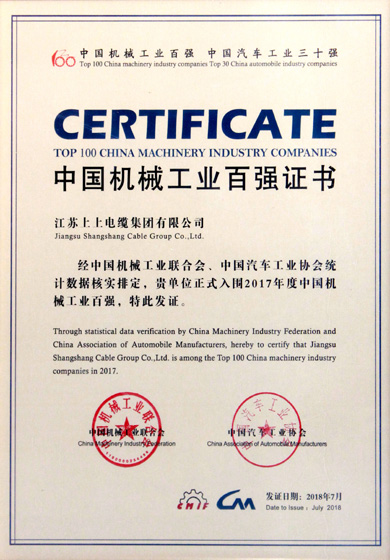 2017中国机械工业百强揭晓  GA黄金甲电缆排名23位